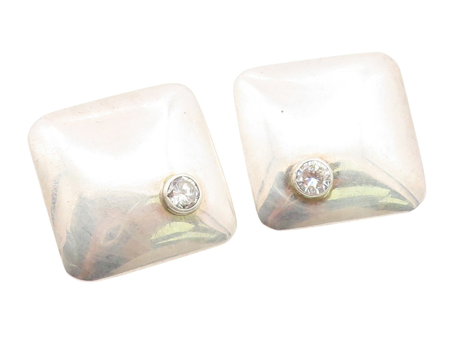 925 Sterling Silver Vintage Earrings DULCE MEXICO CZ Geometric Square  EG14204