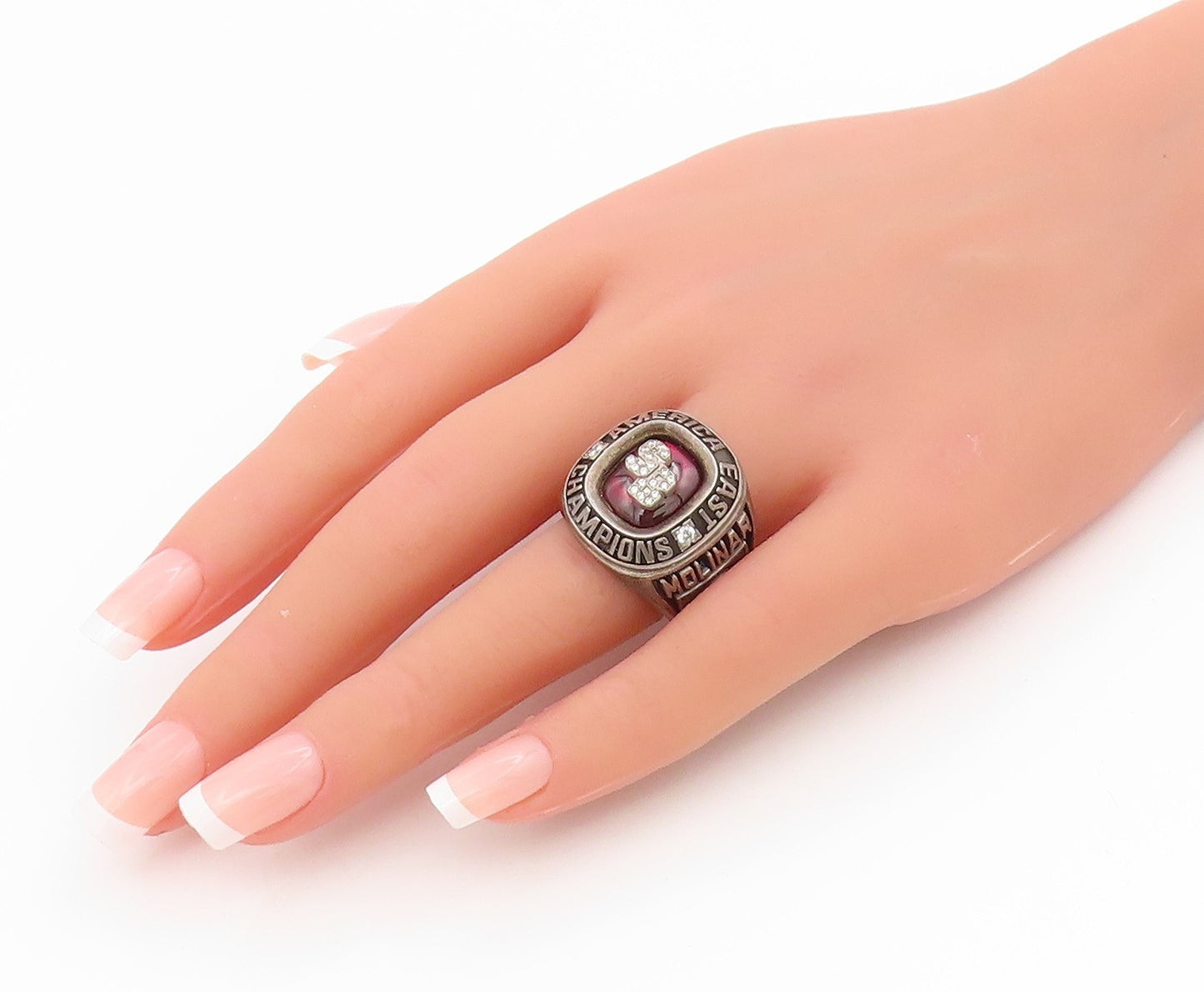 925 Sterling Silver Vintage Ring CZ 2009 Stony Brook Seawolves  Sz 8.5  RG34612