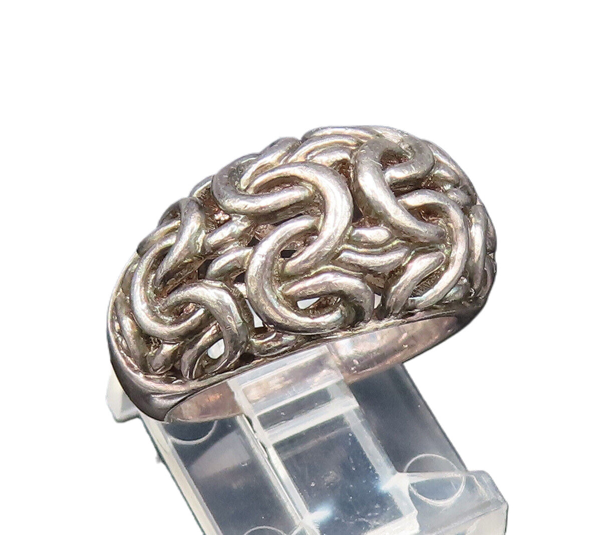 925 Sterling Silver  Vintage Oxidized Celtic Knot Dome Ring Sz 6  RG25364