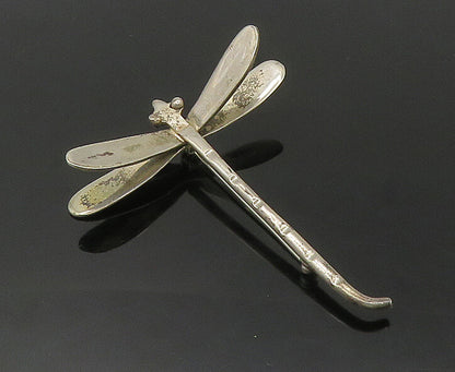 925 Sterling Silver  Vintage Shiny Smooth Dragonfly Motif Brooch Pin  BP7000