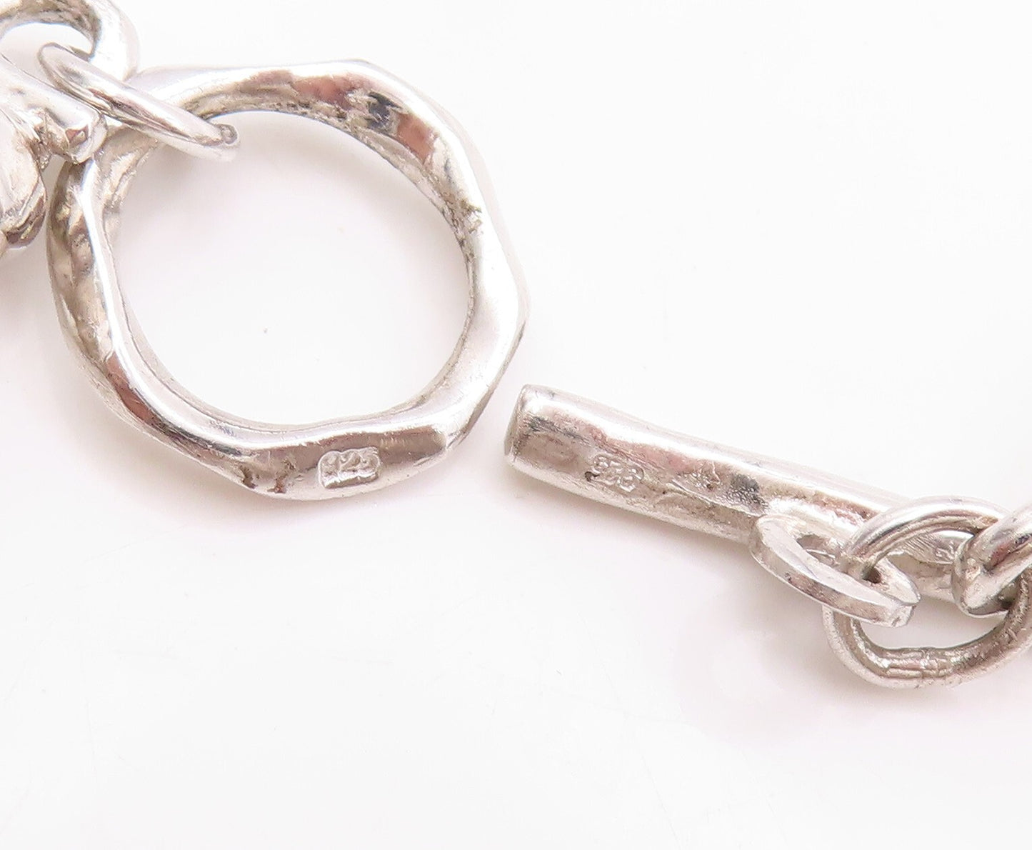 925 Sterling Silver Vintage Necklace Think Multi Chain Designer Pearl  NE4421