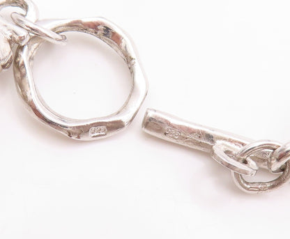 925 Sterling Silver Vintage Necklace Think Multi Chain Designer Pearl  NE4421