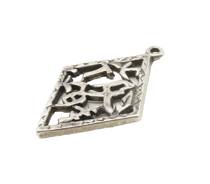 925 Sterling Silver  Vintage Dark Tone Open Diamond Shaped Pendant  PT13078