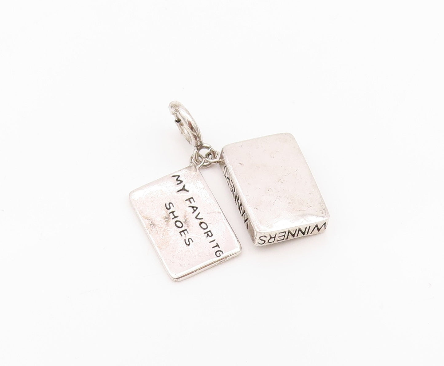 925 Sterling Silver Vintage Pendant Etched Designer Shoe Box Charm  PT24326