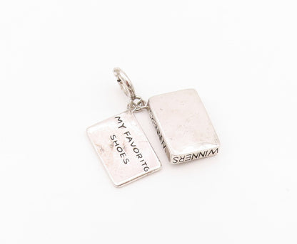 925 Sterling Silver Vintage Pendant Etched Designer Shoe Box Charm  PT24326