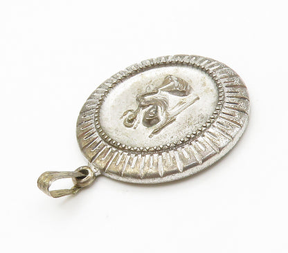 925 Sterling Silver  Vintage Saint Christopher Religious Drop Pendant  PT11611