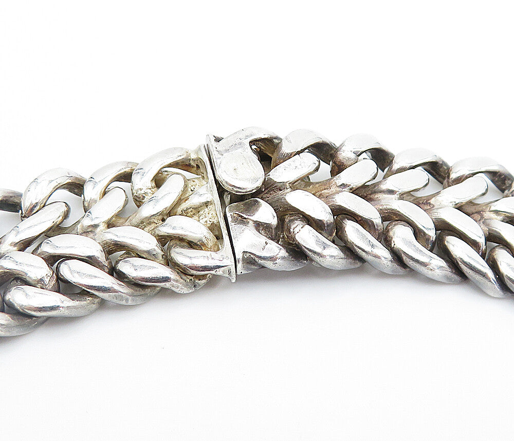 ALICIA MEXICO 925 Sterling Silver Vintage Shiny Wheat Link Chain Necklace NE1197