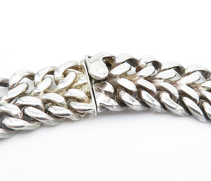 ALICIA MEXICO 925 Sterling Silver Vintage Shiny Wheat Link Chain Necklace NE1197