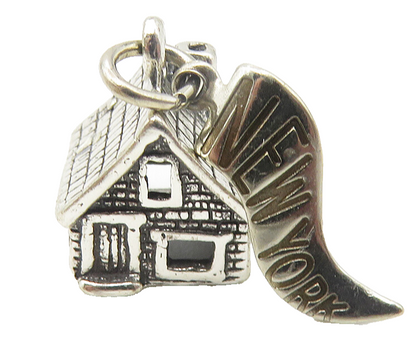 925 Sterling Silver  Vintage Petite Cottage House New York Pendant  PT8773