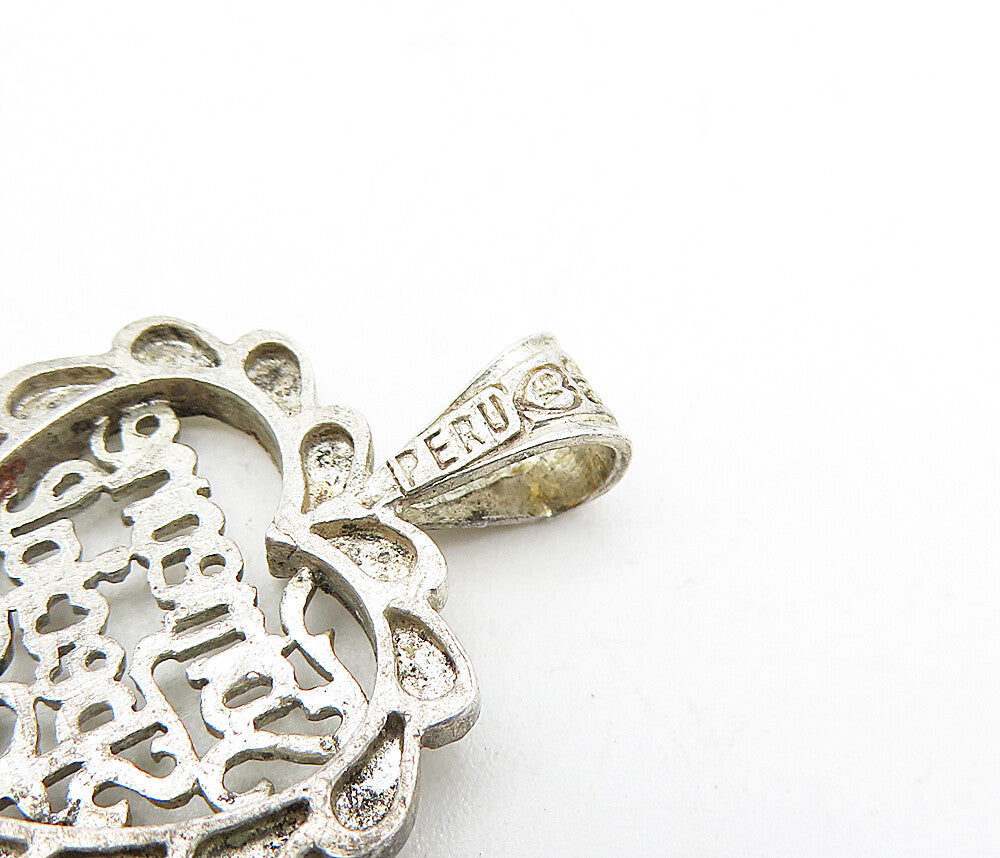 PERU 925 Sterling Silver  Vintage Someone Special Love Heart Pendant  PT3603
