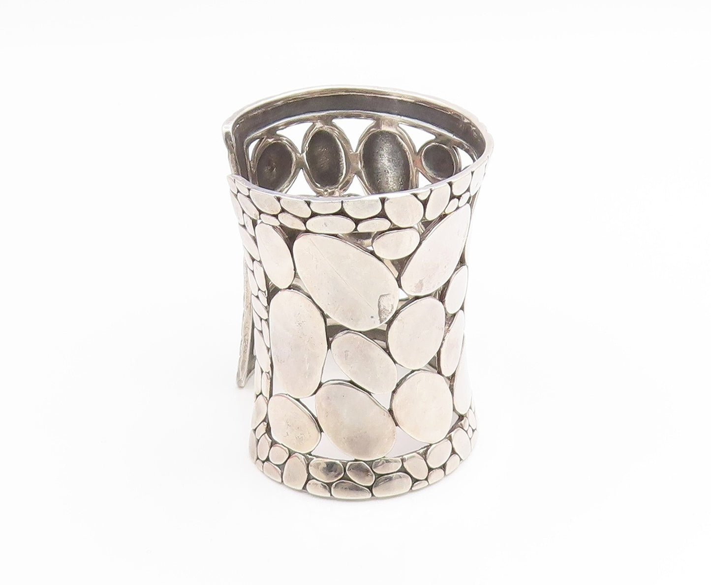 925 Sterling Silver Vintage Bracelet JOHN HARDY Pebble Rare Heavy Cuff  BT11904