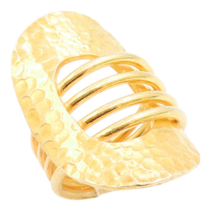 925 Sterling Silver Vintage Ring Gold Plated Bold Hammered Band  Sz 9.5  RG35713