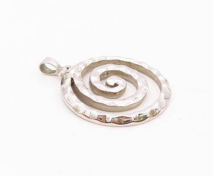 925 Sterling Silver  Vintage Carved Hammered Spiral Drop Pendant  PT21804
