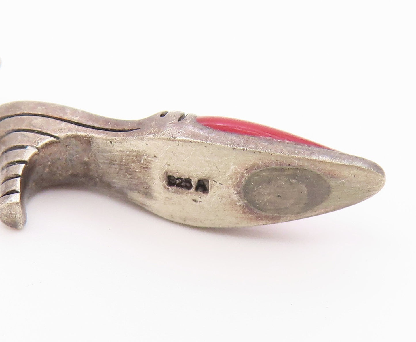 925 Sterling Silver  Vintage Enamel Detail Pointy Heeled Shoe Pendant  PT18709