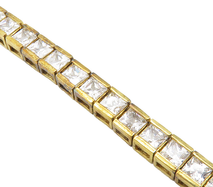 ROSS SIMON 925 Silver  Cubic Zirconia Gold Plated Shiny Chain Bracelet  BT6006