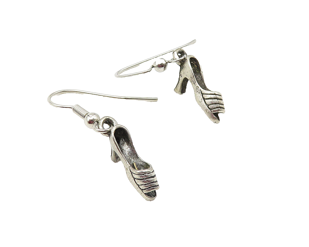 925 Sterling Silver  Vintage Petite High Heel Sandal Dangle Earrings  EG6285
