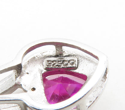 925 Sterling Silver  Pink Topaz & Genuine Diamonds Love Heart Pendant  PT12942