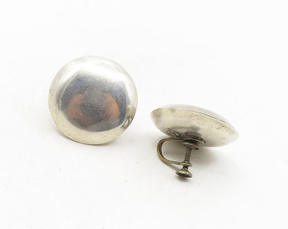 MEXICO 925 Sterling Silver  Vintage Antique Hollow Non Pierce Earrings  EG5135