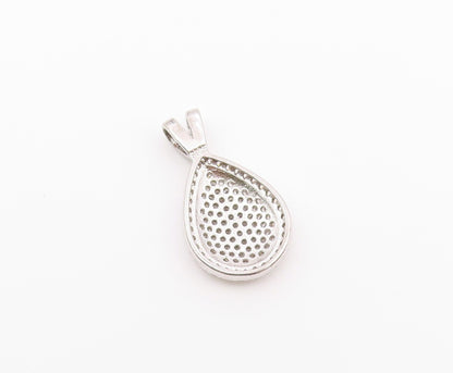 925 Sterling Silver Vintage Sparkly Cubic Zirconia Pear Shaped Pendant PT20943