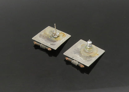 GARDELLA 925 Sterling Silver  Vintage 2 Tone Modernist Drop Earrings  EG11238