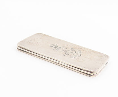 925 Sterling Silver Vintage Card Case ENGLAND Virtute et Armis OPENS  TR4170