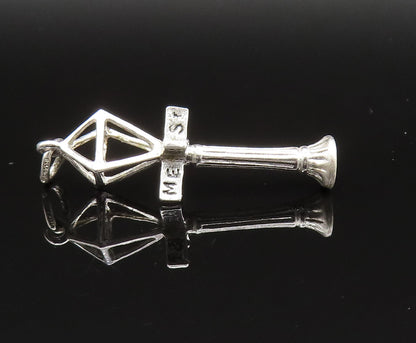 925 Sterling Silver  Vintage Sculpted Old Fashion Street Pole Pendant  PT20929