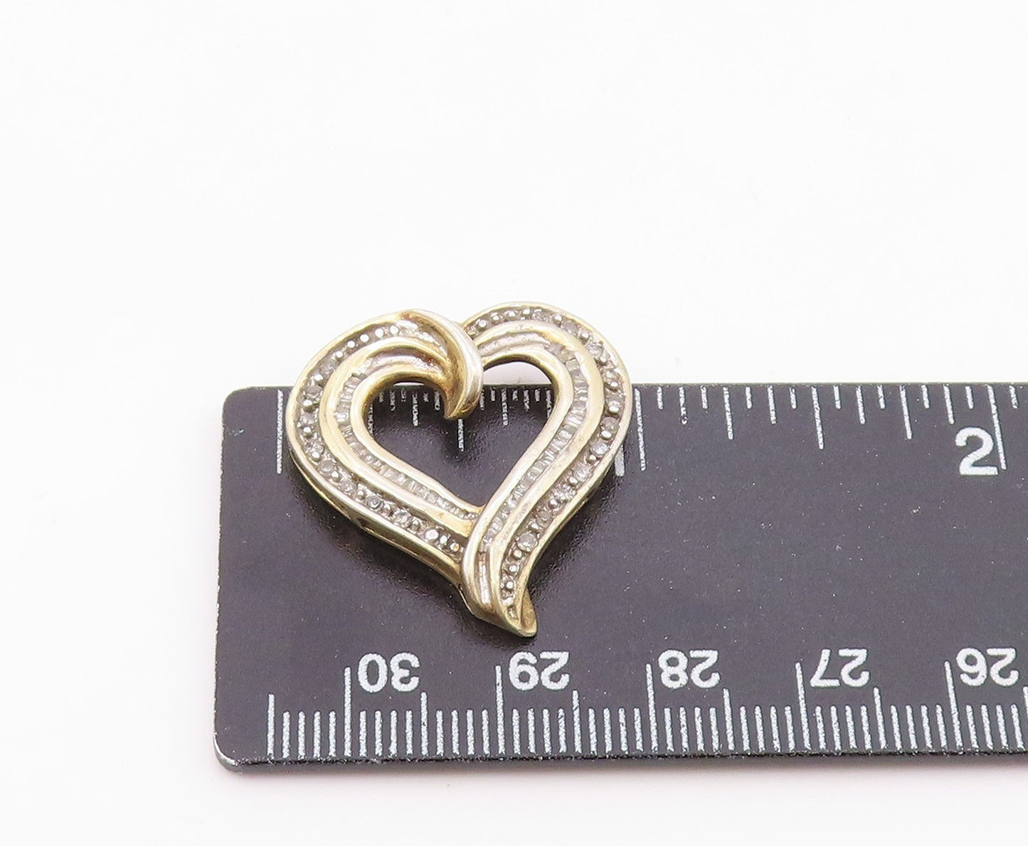 925 Sterling Silver Vintage Dainty Genuine Diamonds Love Heart Pendant PT21854