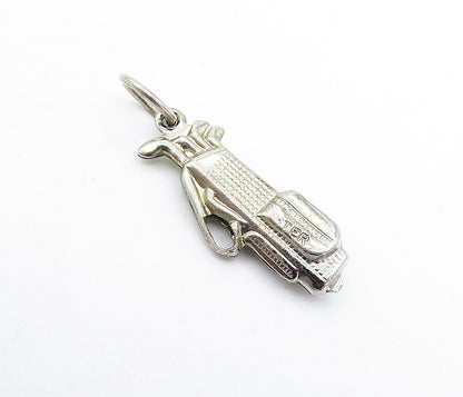 925 Sterling Silver  Vintage Shiny Petite Bag Of Golf Clubs Pendant  PT4954