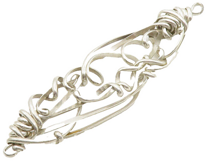 925 Sterling Silver  Vintage Modernist Wire Swirl Design Pendant  PT11353