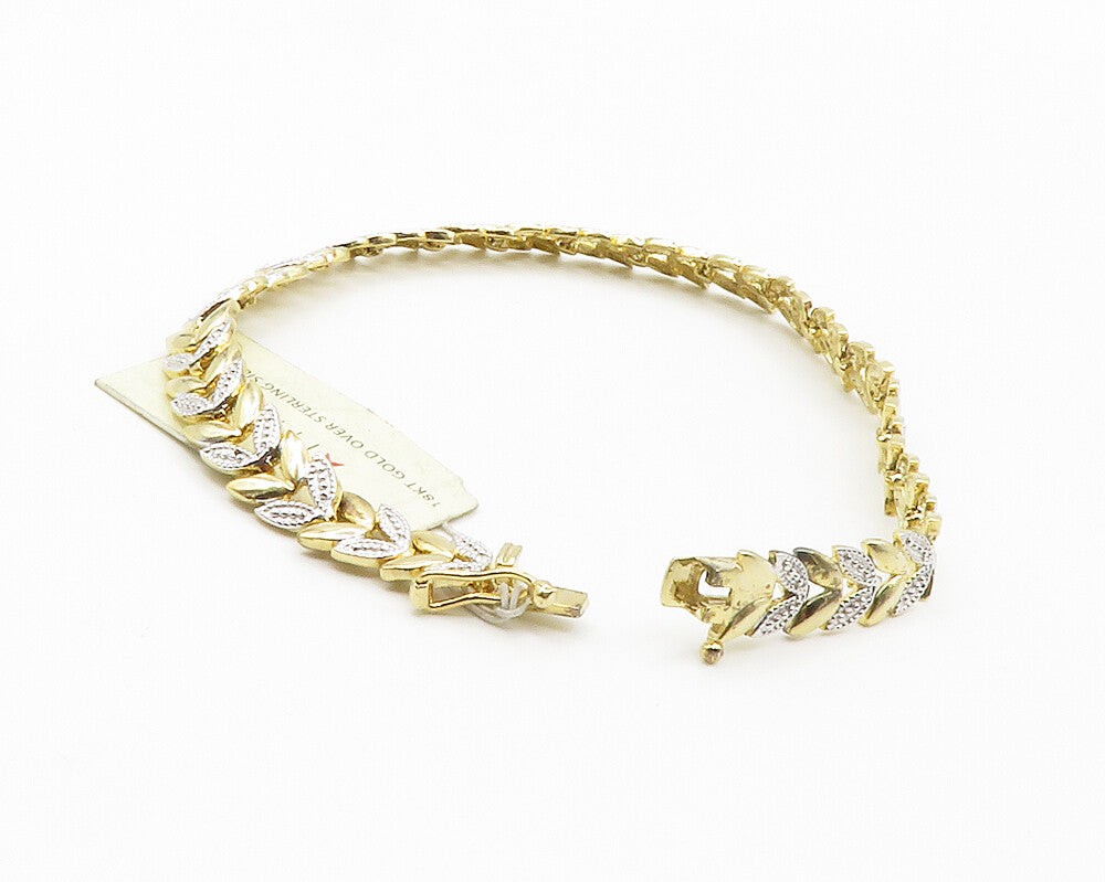 925 Sterling Silver  Genuine Diamond Shiny Floral Vine Chain Bracelet  BT5711