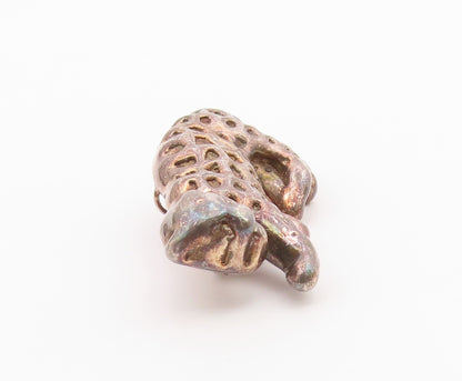 925 Sterling Silver  Vintage Dark Tone Hollow Leopard Motif Brooch Pin  BP4371