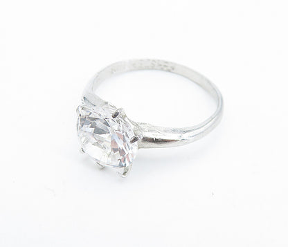 UNCAS 925 Sterling Silver  Prong Set Topaz Shiny Solitaire Ring Sz 8  RG7379