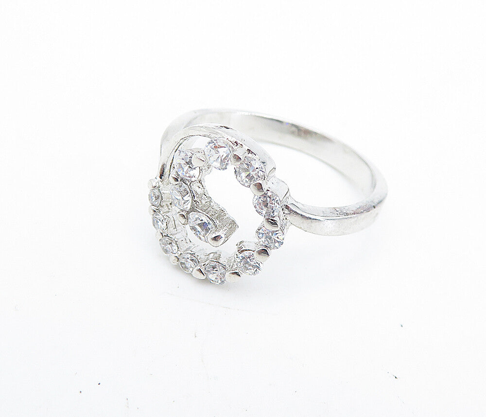 925 Sterling Silver  Shiny Cubic Zirconia Open Spiral Band Ring Sz 9  RG7268