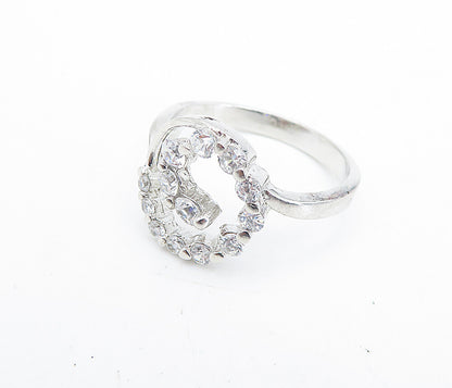 925 Sterling Silver  Shiny Cubic Zirconia Open Spiral Band Ring Sz 9  RG7268