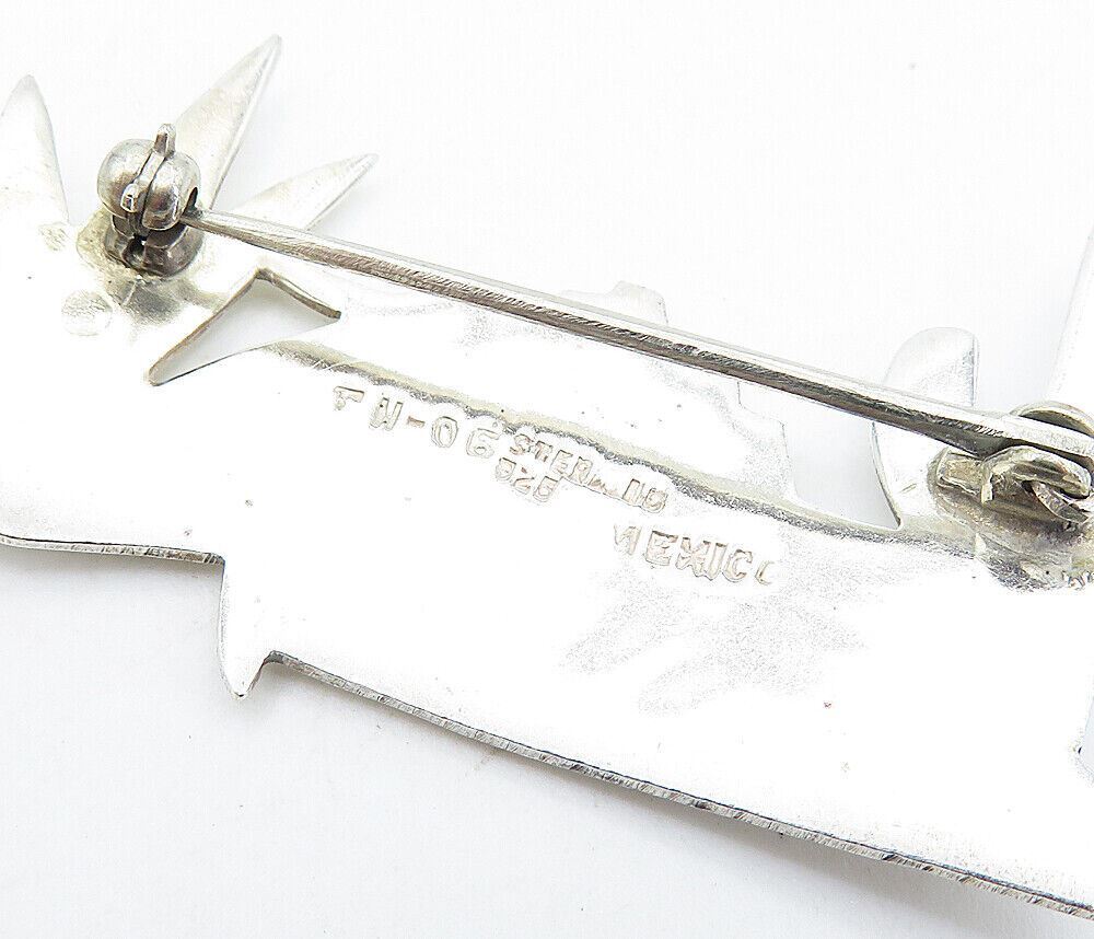 MEXICO 925 Sterling Silver  Vintage Cactus Desert Scene Brooch Pin  BP2629