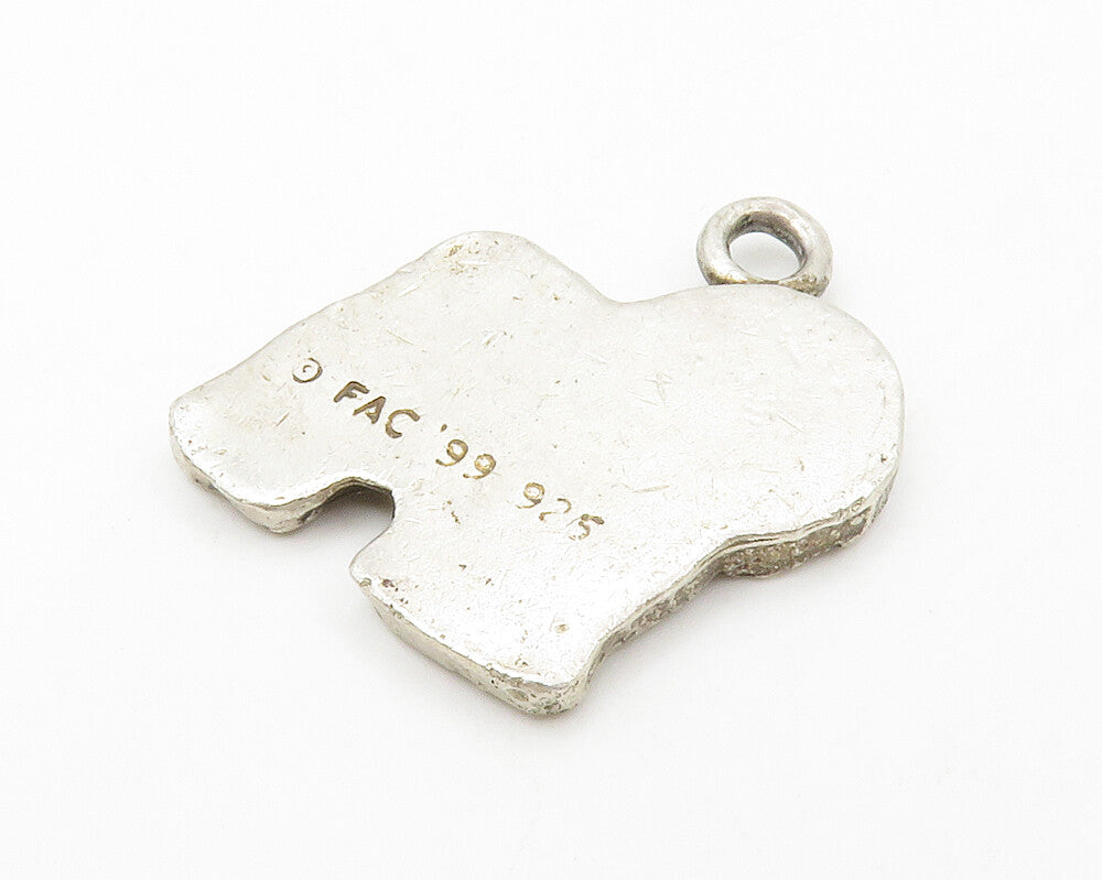 925 Sterling Silver  Vintage Petite Fluffy Dog Etched Detail Pendant  PT10727