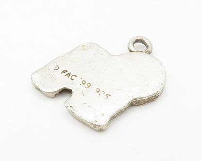 925 Sterling Silver  Vintage Petite Fluffy Dog Etched Detail Pendant  PT10727