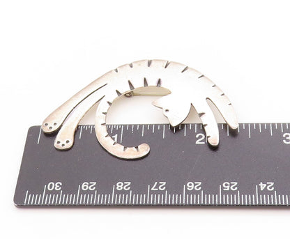 925 Sterling Silver Vintage Brooch FAR FETCHED Tiger Cat Cut Out Pin  BP11905