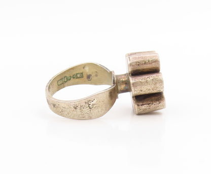 925 Sterling Silver Vintage Ring SWEDEN Geometric Cylinder Cluster Sz 6 RG34693