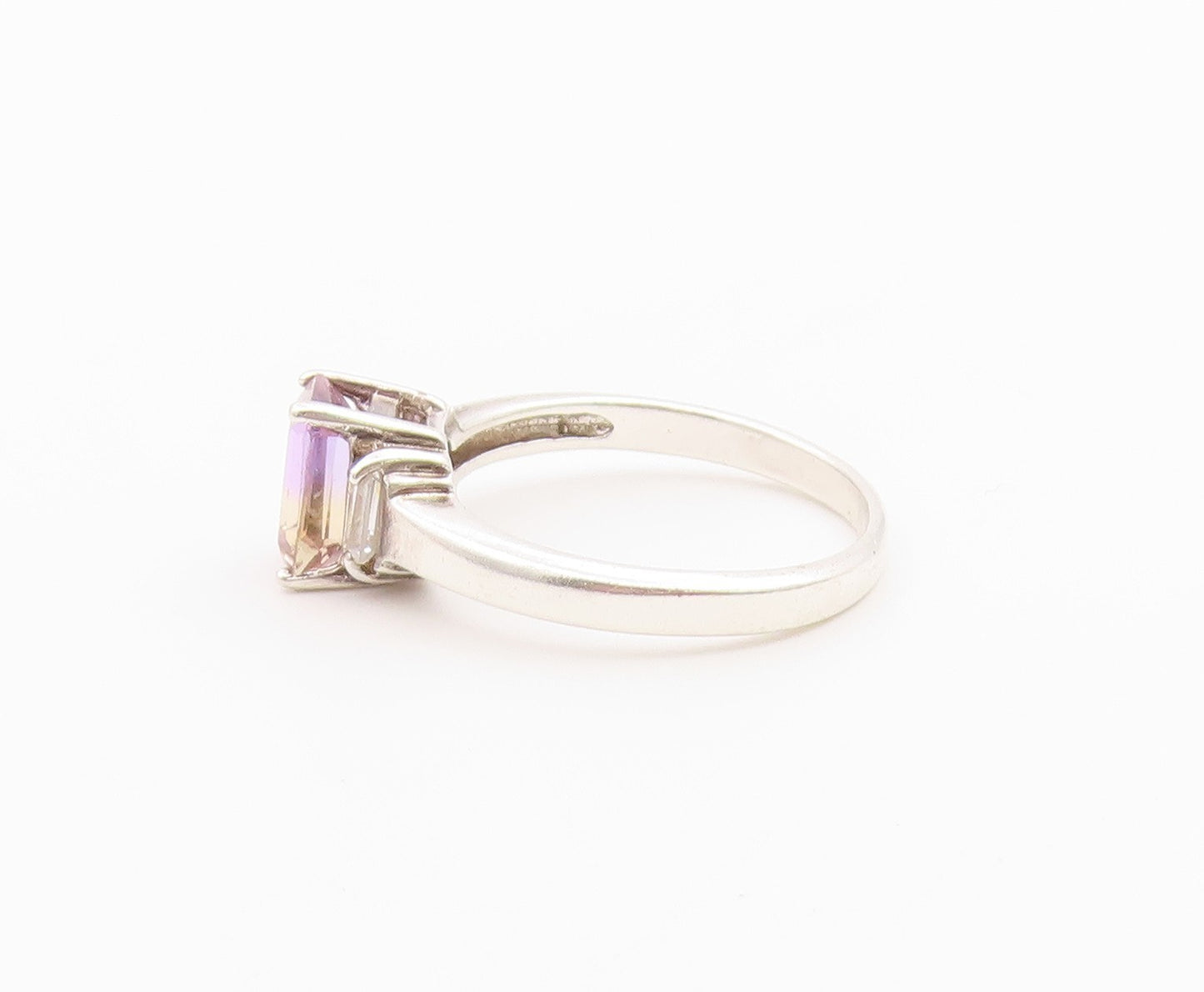 925 Sterling Silver Vintage Ring Elegant Ametrine & Topaz Band  Sz 9  RG36454