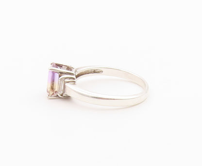 925 Sterling Silver Vintage Ring Elegant Ametrine & Topaz Band  Sz 9  RG36454