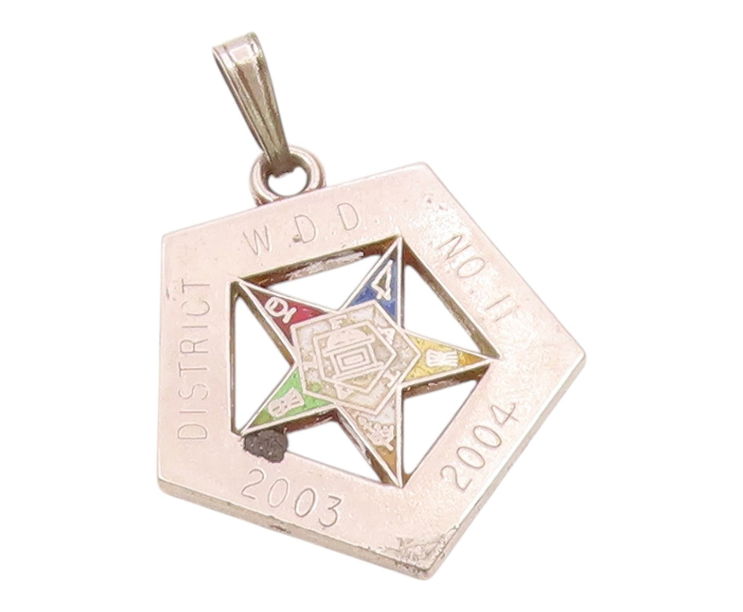 925 Sterling Silver  Vintage Shiny Enamel Detail Star Drop Pendant  PT17072