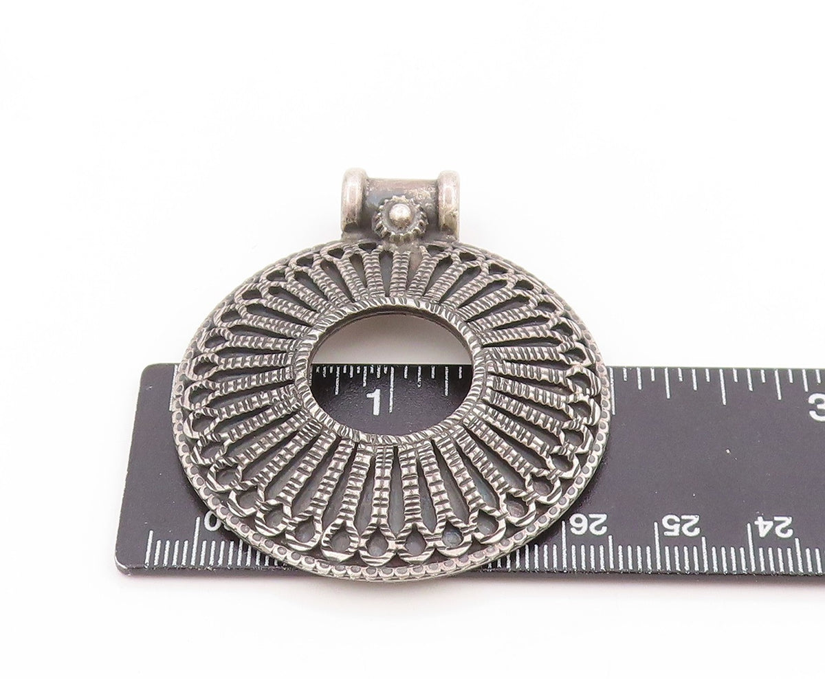 925 Sterling Silver Vintage Pendant Intricate Openwork Mandala Medallion PT25813
