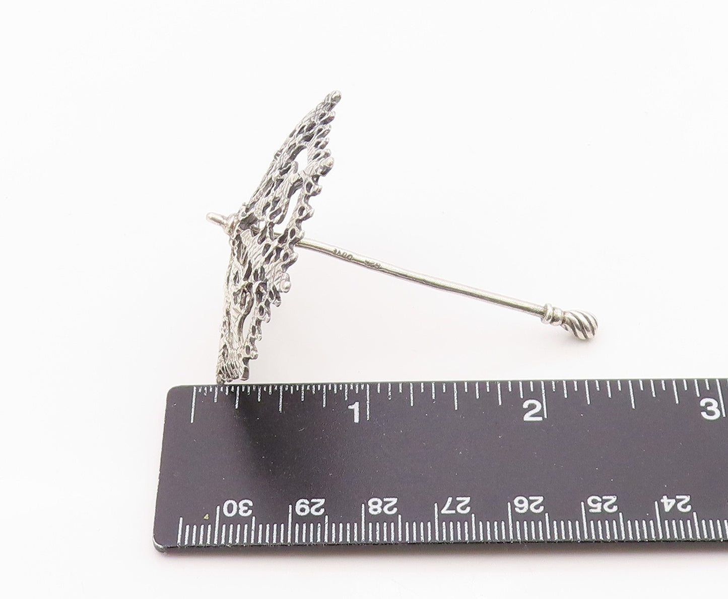 925 Sterling Silver  Vintage Shiny Open Pattern Umbrella Trinket  TR3180