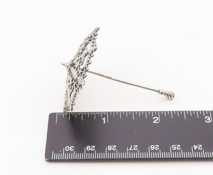 925 Sterling Silver  Vintage Shiny Open Pattern Umbrella Trinket  TR3180