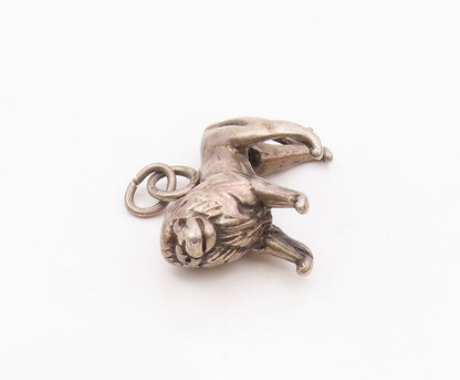 925 Sterling Silver  Vintage Sculptural Standing Lion Pendant  PT21371