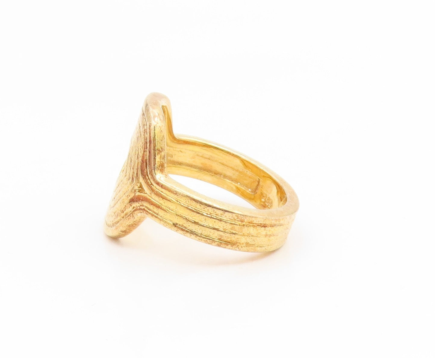 925 Sterling Silver Vintage Ring Gold Plated Geometric Hexagon Band Sz 7 RG35209