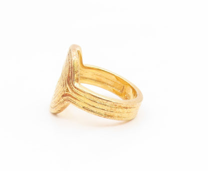 925 Sterling Silver Vintage Ring Gold Plated Geometric Hexagon Band Sz 7 RG35209