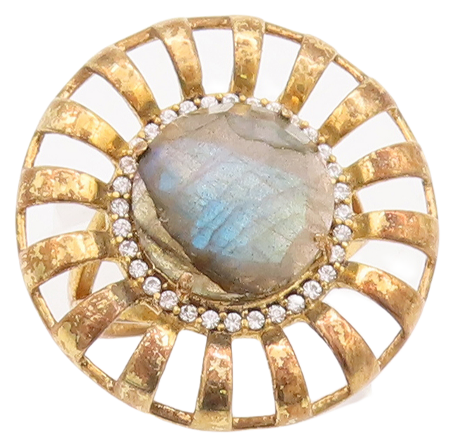 925 Sterling Silver Vintage Ring Gold Plated Alexandrite CZ Flower Sz 7  RG29875