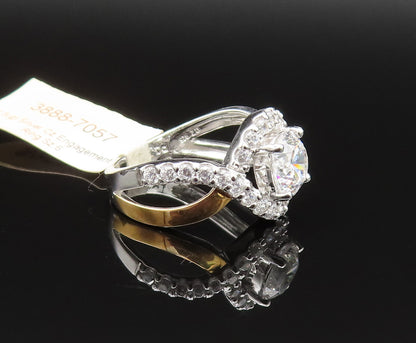 925 Silver  Vintage Two Tone Cubic Zirconia Infinity Knot Ring Sz 6.5  RG25635